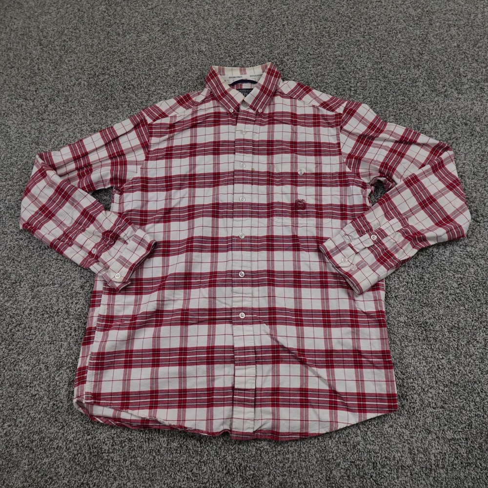 Panhandle Slim Shirt‎ Mens Medium Red White Long Sleeve Button Up Western Cowboy